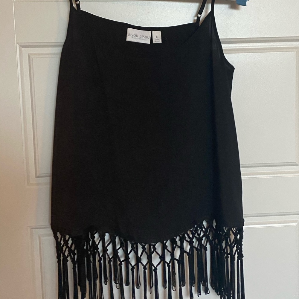 Black fringe tank top size Small
